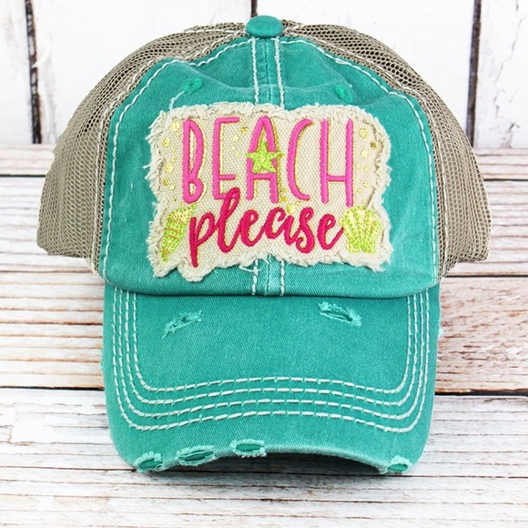 Accessories - NWT Distressed/Mesh Beach Please Cap
